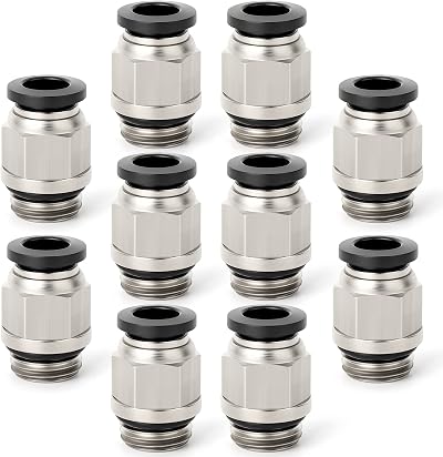 ERGAOBOY 10 Pcs 6mm OD x 1/4 BSP Push-in Quick Connector Fittings Male Straight