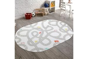 STARUIA Road Traffic Kids Rug Children Playing with Cars Playmat 3x5 Ft, Washable Play Carpet for Kids Playroom, Non-Slip Have Fun Safe Baby Nursery Rug for Toddler Boy's Bedroom Game Room Grey