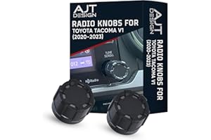 AJT Design Radio Knobs Replacement for Toyota Tacoma V1 (2020-2023) | Set of 2 Knobs | Matte Black Finish | 3rd Gen Tacoma Ac