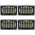COWONE 60W 4X6 inch Rectangular LED Headlights for H4651 H4652 H4656 H4666 H6545 Freightliner Kenworth Peterbilt International Volvo Sterling Western Star Mack Headlamp (4Pcs)