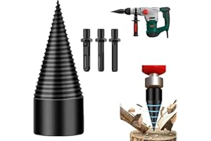 HENGZHE Firewood Log Splitter, 3pcs Drill Bit Removable Cones Kindling Wood Splitting logs bits Heavy Duty Electric Drills Screw Cone Driver Hex + Square + Round 32mm/1.26inch