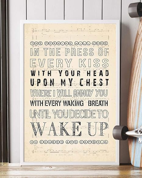 Amazon Com Wake Up Lyrics Portrait Poster Print 12 X 18