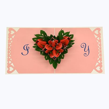 Cutepopup Heart Of Roses 3d Popup Card I Love You Perfect Details Intricate Design Hand Assembled Perfect Ideal Gift For Lover Friends Family