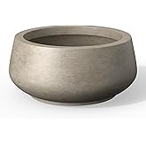 Kante 16.9" Dia Round Concrete Bonsai Planters, Outdoor Indoor Garden Plant Pot with Drainage Hole for Home, Patio, Garden, Weathered Concrete