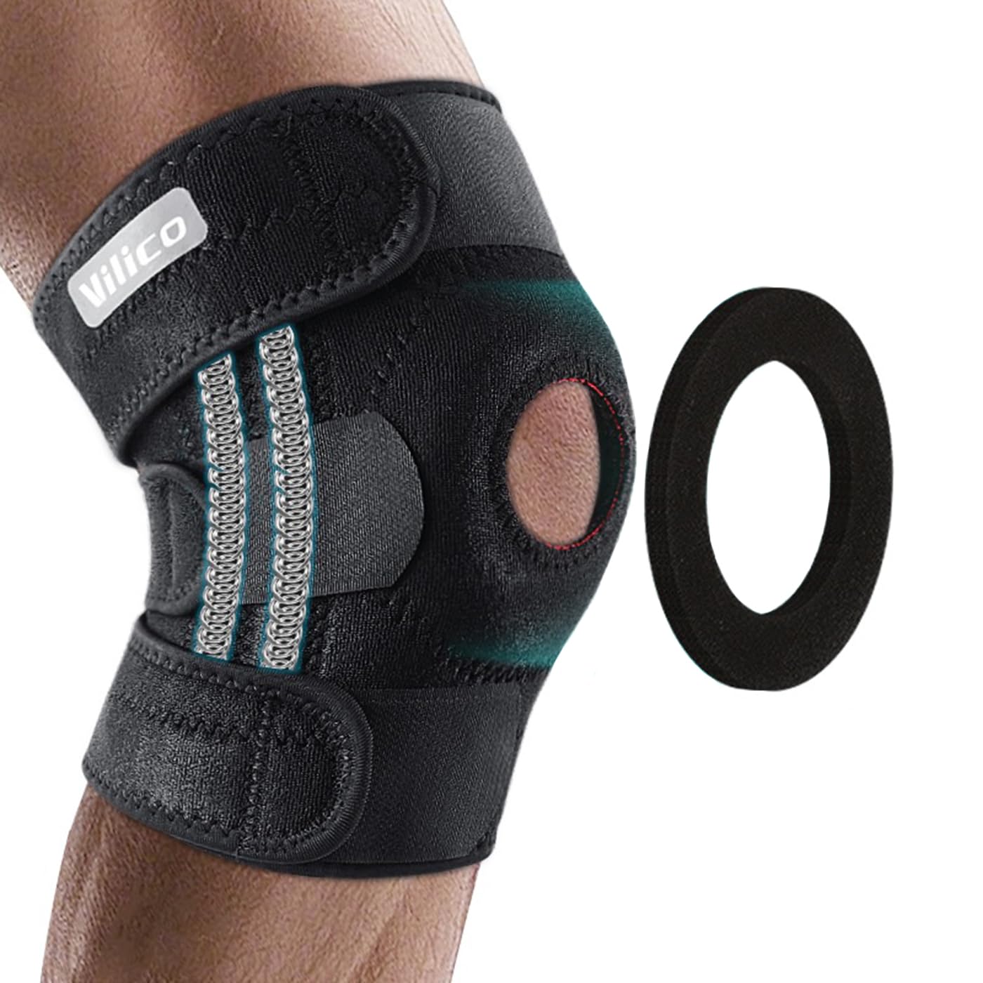 Knee Brace Compression Sleeve Hinged Joint Support Open Patella Stabilizer Wrap