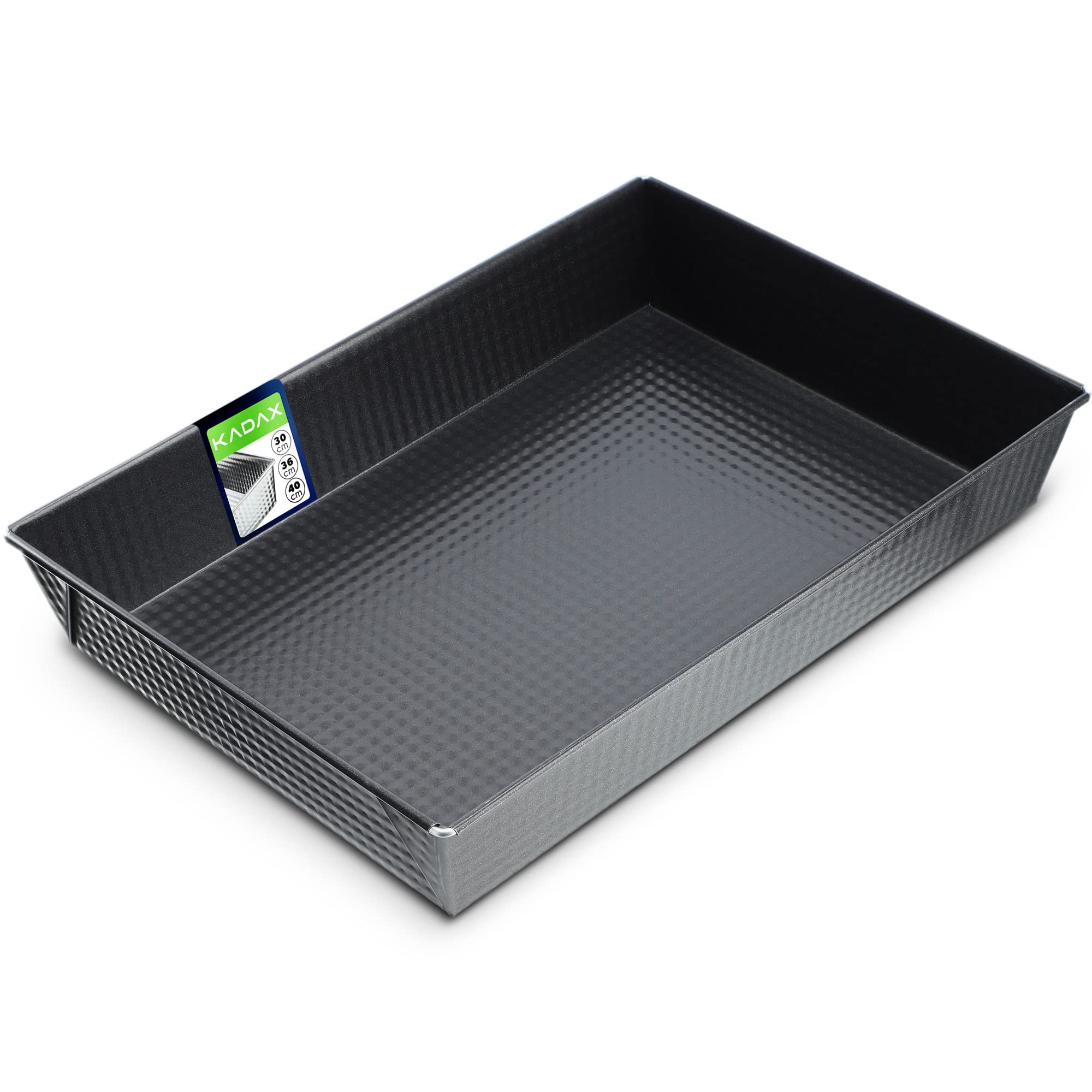KADAX Baking Tray, Non-Stick Baking Pan with High Edges, Rectangular Baking Tin with Non-Stick Coating, Metal Baking Tray for Cakes, Biscuits, Lasagne (36 x 25.5 cm, Black)