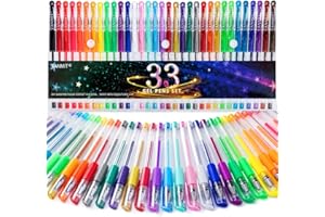 TANMIT Gel Pens, 33 Color Gel Pen Fine Point Colored Pen Set with 40% More Ink for Adult Coloring Books, Drawing, Doodling, Scrapbooks Journaling