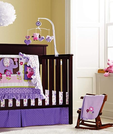 purple elephant crib set