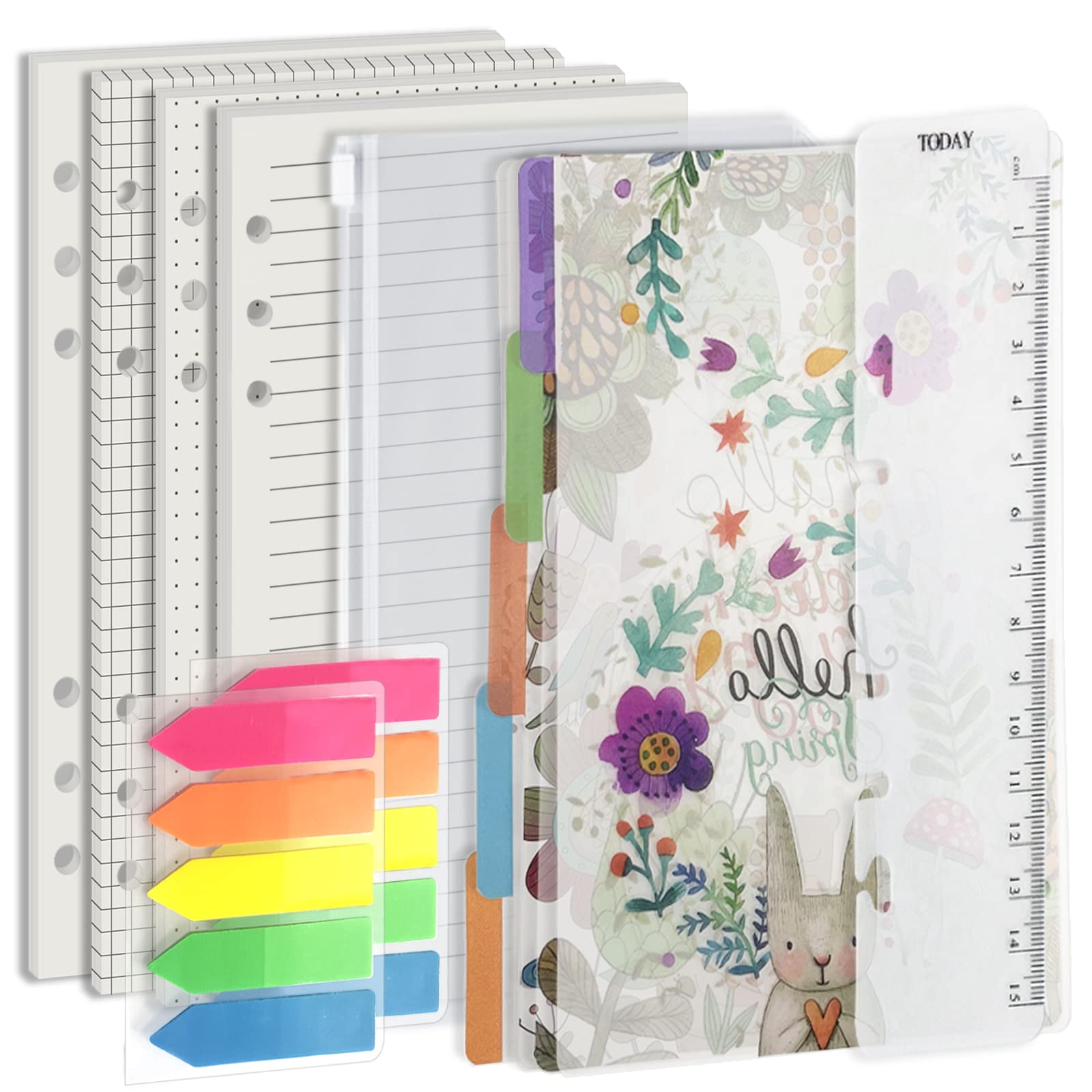 A6 Planner Insert with dividers Spiral Notebook Paper Refill for compatible with Filofax Binder, Harphia,6 Ring Binder Refill,Dot,Line,Grid,Blank 80sheets/160 pages/100 GSM Thickness(A6 3.58 x 6.77'')