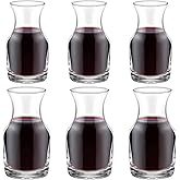 Irenare 6 Pack Mini Wine Carafe Single Serving Glass Wine Individual Small Carafe Decanter for Juice Water Dinner Parties Tastings Bars Restaurants, 6.5 oz, 7.7 oz