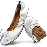 DREAM PAIRS Women's Flats, Foldable Ballet Flats for Women, Bowknot Round Toe Comfort Light Weight Slip-On Dress Shoes