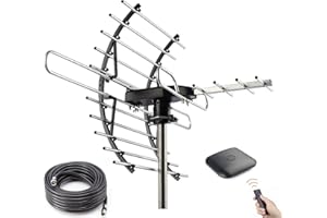 CeKay Digital HD TV Antenna, Outdoor/Attic Antenna, 360 Degree Rotation Wireless Remote, 200 Miles Range, 4K 1080P VHF UHF