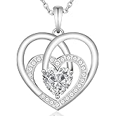 women's necklace 925 Sterling Silver Heart Necklace - Elegant pendant necklace - Heart Pendant for Birthday, Anniversary, Valentine's Day Gift - Thoughtful Gift for Wife, Mom, Girlfriend