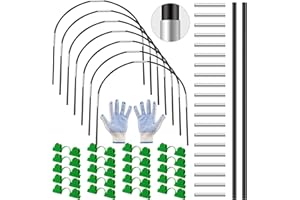 KFPPLXQ 71 Pcs Garden Hoops for Raised Beds, High Extensibility Greenhouse Hoops for Row Cover, Hoop House Kit with 20 Clips and 20 Metal Connectors Suitable for Row Cover to Protect Low Growing Plants