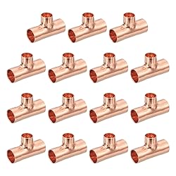 uxcell 15Pcs 1/2" x 3/8" x 1/2" Copper Reducing Tee