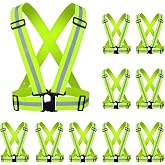 YUNLOVXEE Reflective Strap Safety Vest Gear - 2-10 Pack Adjustable High Visible Reflective Running Gear for Women Men Night