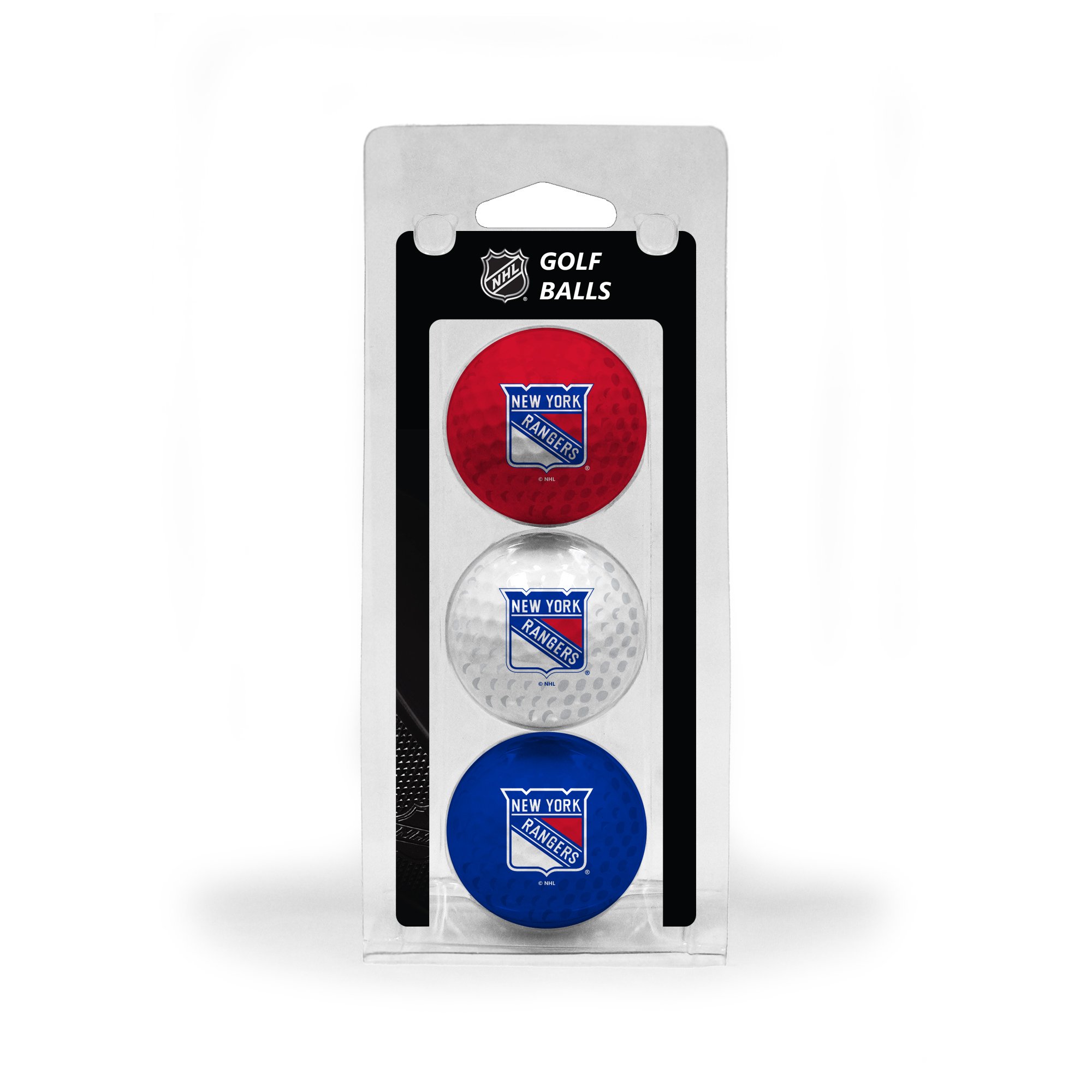 Team Golf NHL New York Rangers 3 Golf Ball Pack Regulation Size Golf Balls, 3 Pack, Full Color Durable Team Imprint