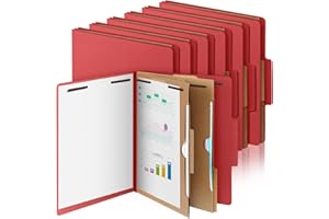 Skyygemm 12 Pcs Classification Folders Letter Size, 2 Pocket Dividers Pressboard File Folder with Fasteners, Expanding File Organizer Bulk for Teachers, Clergy, Office, Church, Christmas (Red)