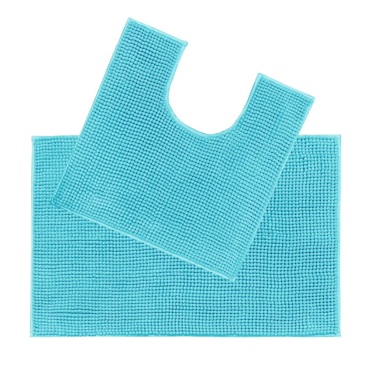 Allure Chenille Bobble Bath Mat Set - Non Slip Two Piece Bath & Toilet Mat Set, Super Soft, Absorbent & Easy Care (Turquoise) — image 1