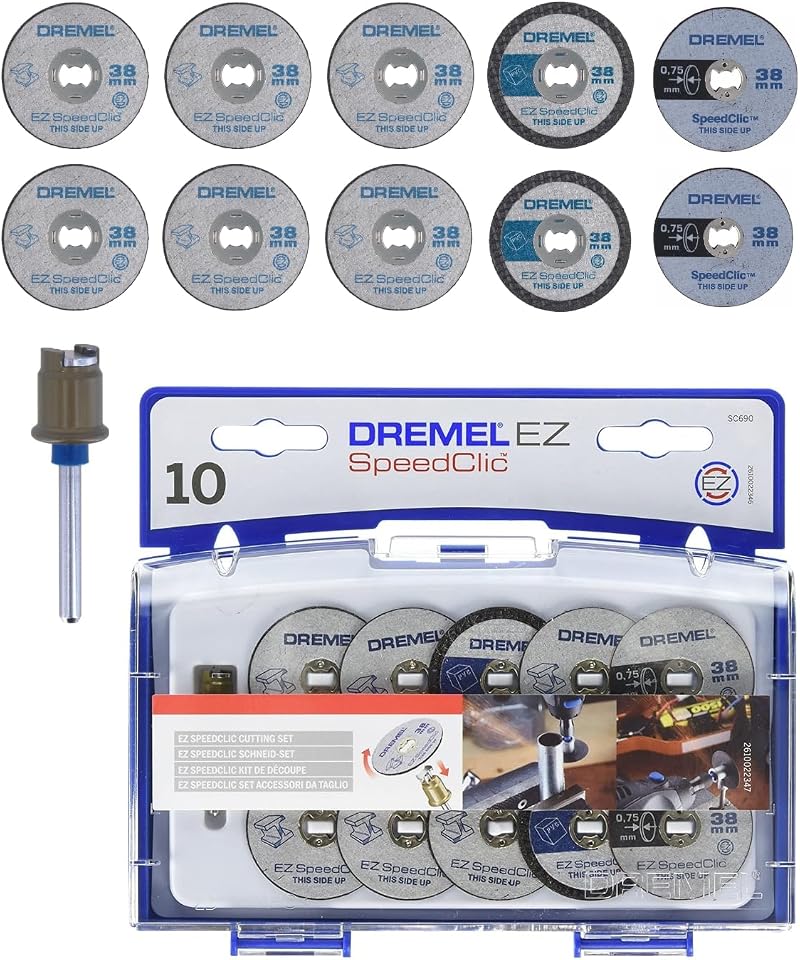 Dremel 690 EZ SpeedClic Cutting Wheels Set with Mandrel, 10 Discs Kit