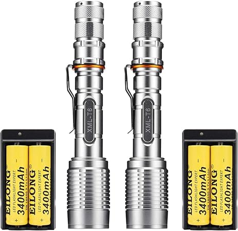 Skywolfeye 8000 Lumens T6 LED Flashlight USB Rechargeable Clip Torch Lamp T+