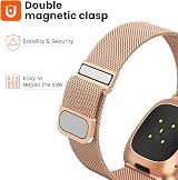 Yoohoo Strap for Fitbit Versa 3/4 Sense 2 Rose Gold Stainless Steel Clasp view 2