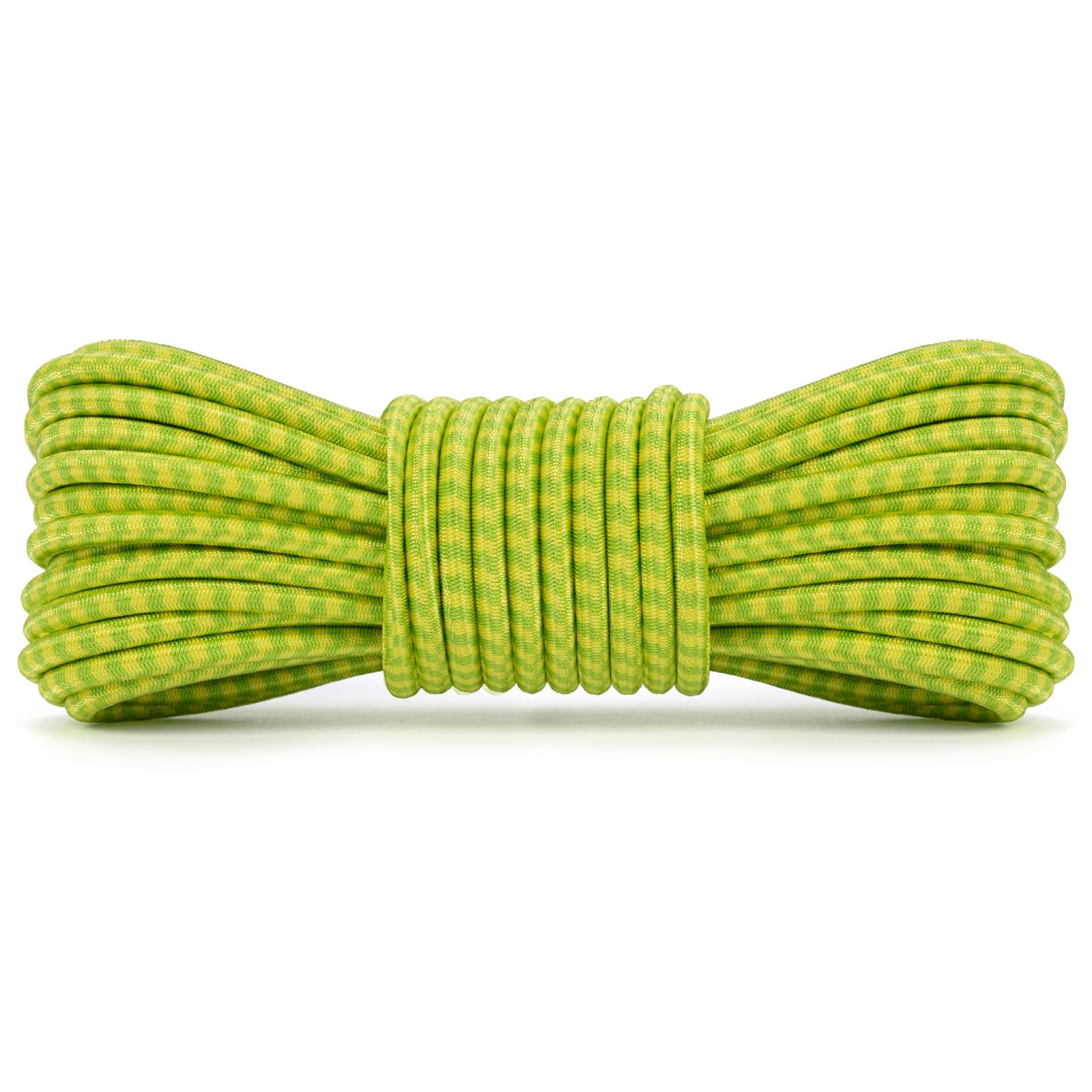Abma Cord Bungee Cord 5mm 10M Elastic Shock Cord 100% Stretch Elastic Bungee Rope for Tarpaulin, Trailer, Backpack, Tent Pole, Kayak - Neon Green&Yellow