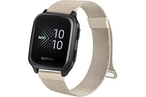 Wanme Metal Bands for Garmin Venu 2 Plus / Venu Sq / Venu / Vivoactive 3 Watch Band Women Men, Stainless Steel Mesh Magnetic Replacement Wristband Bracelet Strap for Garmin Vivomove Sport, Vivoactive 3 Music, Forerunner 645 / 245 Music Smart Watch