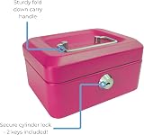 Cathedral Products Key Lockable Cash Box 6 Inch Pink with Lift Out Tray view 4