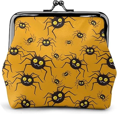 小銭入れ がま口 蜘蛛 稲妻 オレンジ 小さい オシャレ 丸形小銭入れ メンズ レディース 小銭入れ Amazon