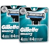 Gillette Mach3 Razor Blades for Men, Pack of 4 Refill Blades (2 Packs)