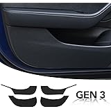 BASENOR Tesla Model 3 Door Protector Anti-Kick Mat Leather Matte Black 2021 Upgraded