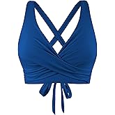 Firpearl Women Underwire Full Coverage Bikini Top Only Criss Cross Push Up Swim Crop Top Tie Back Bathing Suit