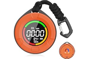 HAKINAKU [3-in-1] Portable Carbon Monoxide Detectors for Travel Mini Size Air Quality Monitor/Temperature/Humidity/CO Gas Detector Alarm Sensor for Outdoor Camping RV Car Indoor (Orange)