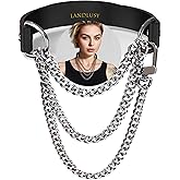 Landlusy Choker for Women,Black Necklace Collar for Man, 100% Genuine Leather Fur,Goth Punk Accessory