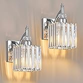 BBLLWJ Modern Wall Sconces Set of Two Chrome Wall Sconces Indoor Wall Lamp Crystal Wall Light Wall Mounted Room Sconce Wall L