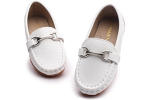 LONSOEN Toddler Little Kids Slip-On Loafers, Synthetic Suede Moccasin Driving Shoes, Non-Slip Rubber Outsole Lightweight Casual/Dress Boat Shoes for Boys & Girls