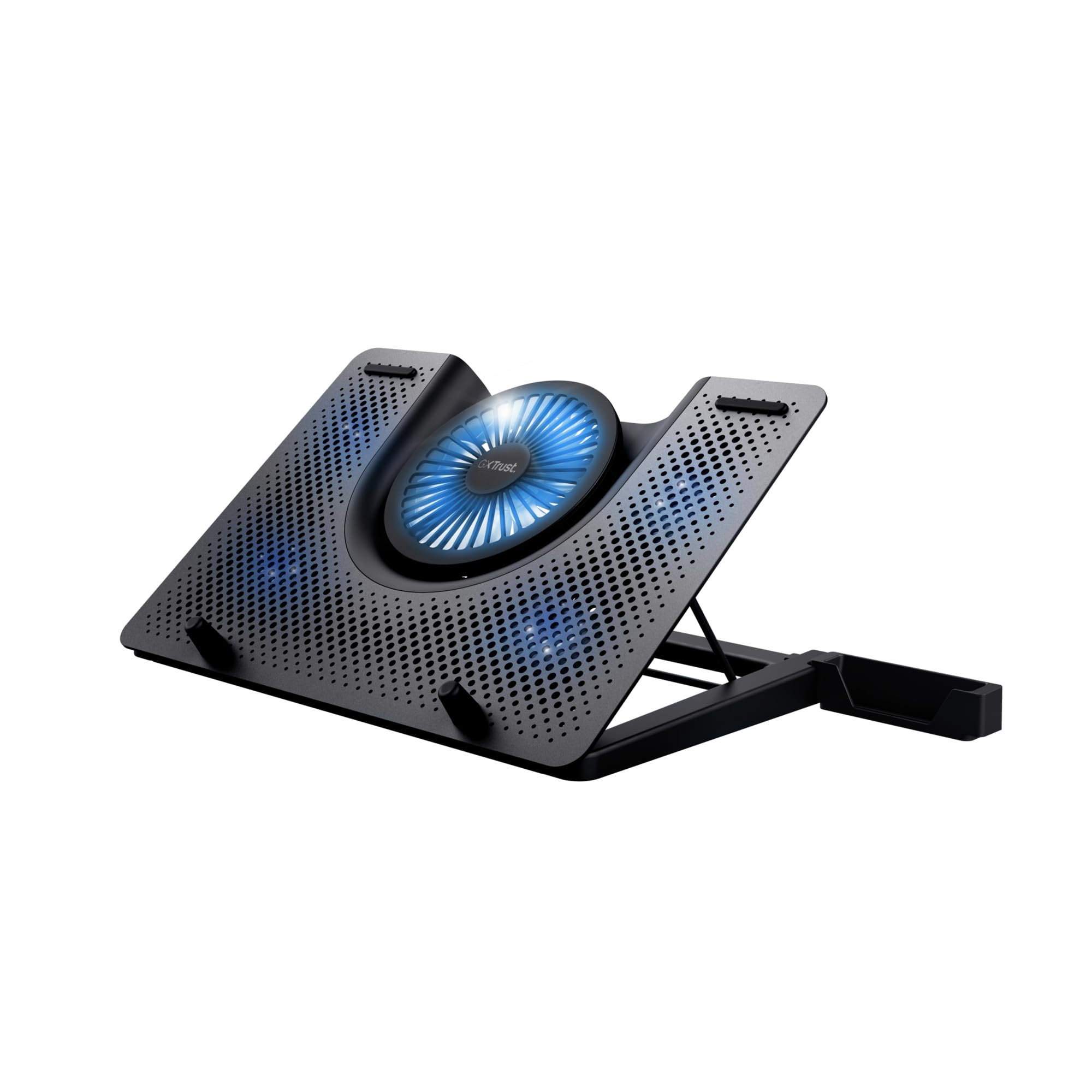 Trust Gaming GXT 1125 Quno Laptop Cooling Stand - Laptops up to 17.3 inch, 5 Blue Illuminated Fans, Adjustable Angle, Computer Cooler - Black