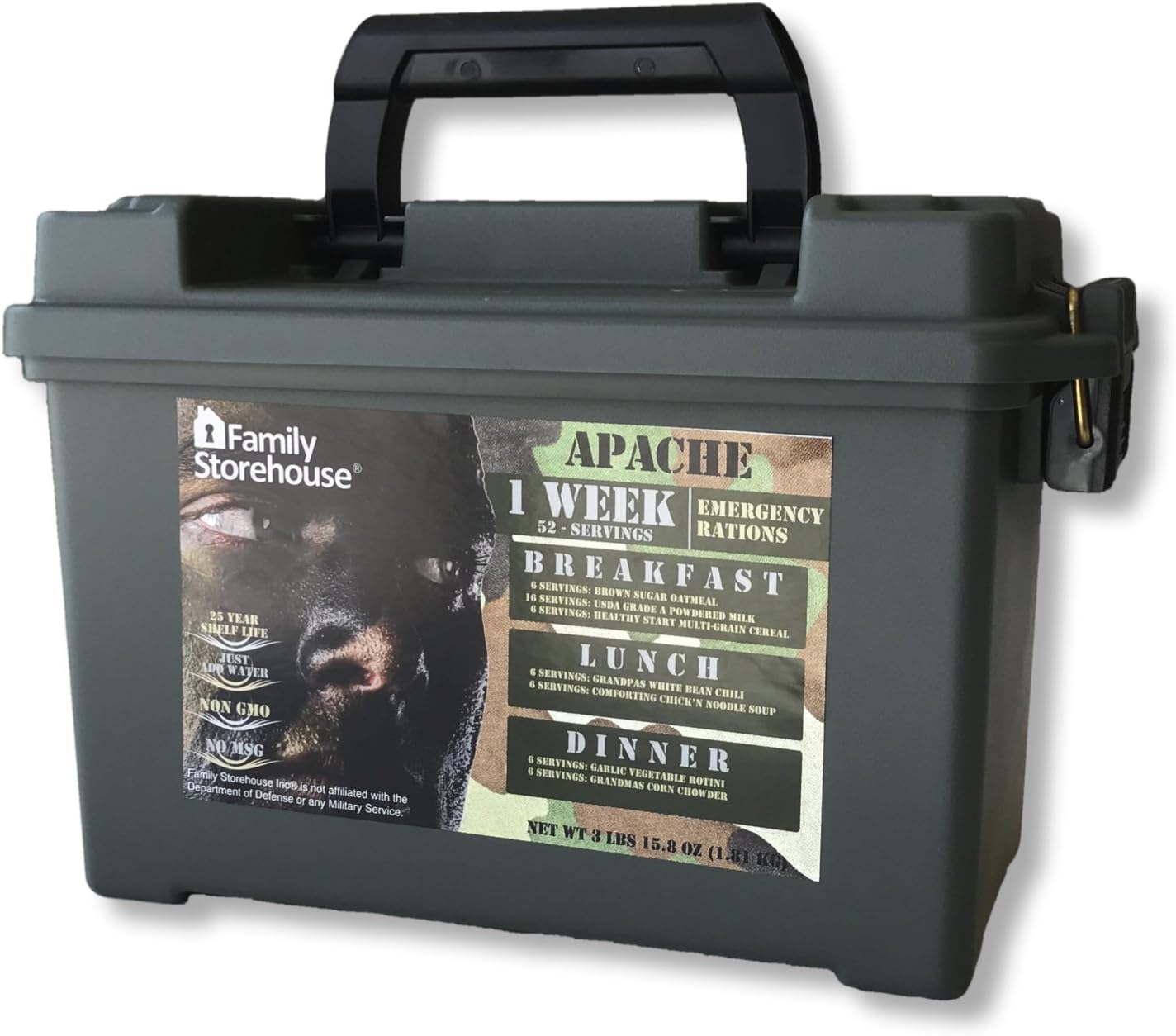 Family Storehouse - 1 Week Emergency Food Ration | Food Supply Perfect for Camping or Food Storage - Apache