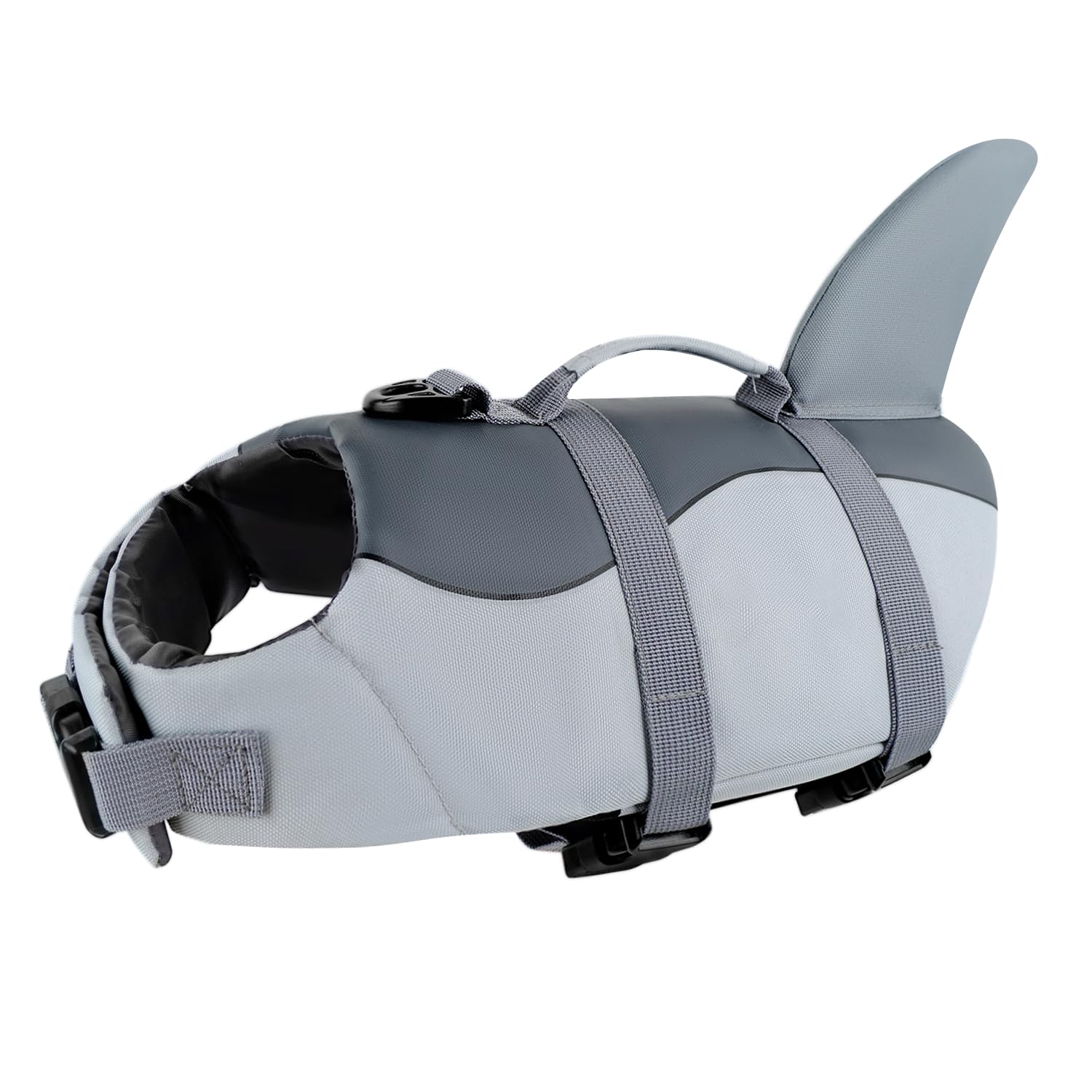 Voarge Dog Life Vest, Swimming Float Jacket Adjustable, Dog Life Jacket for Small, Medium, Large Dogs with Rescue Handle Flotation Vest (Gray shark, XL)