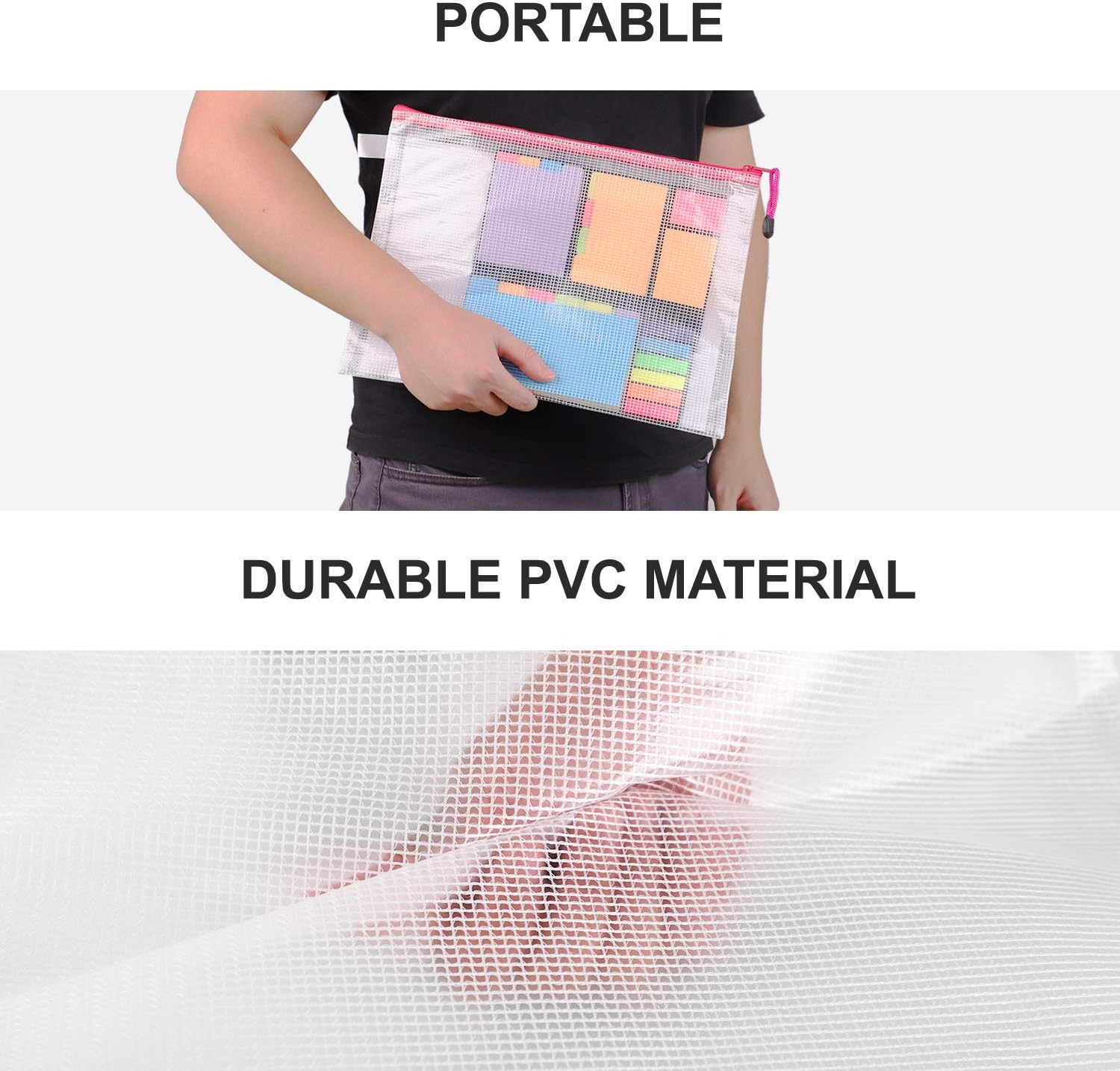 JARLINK 18 Pack 8 Sizes Zipper Mesh Pouch, Waterproof Zipper File Bags Document Pouch Multipurpose Travel Bags for Office Supplies Cosmetics Travel Accessories : Office Products