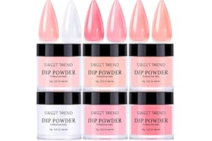 Dip Powder Nail Dipping Kit - Sweet Trend 6 Color Dip Powder System Manicure Set All Season Jelly Nude Pink Brown Professional Starter Kit No Need Nail Lamp Cured DIY Salon at Home for Women