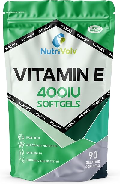 NutriVolv Vitamin E 400IU 90 Softgels Antioxidant Skin Support Immune