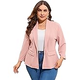 ShopWonder Women's Plus Size Casual Blazers Open Front Work Office Jackets Blazer with Pockets