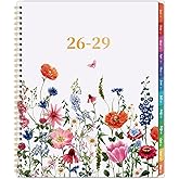 2026-2029 Monthly Planner - 3 year planner 2026-2029, Jul. 2026 - Jun. 2029, 3 Year Calendar 2026-2027-2028 monthly planner, 9" x 11", 36 Month Calendar with Colourful Tabs + Back Pocket - Flowers
