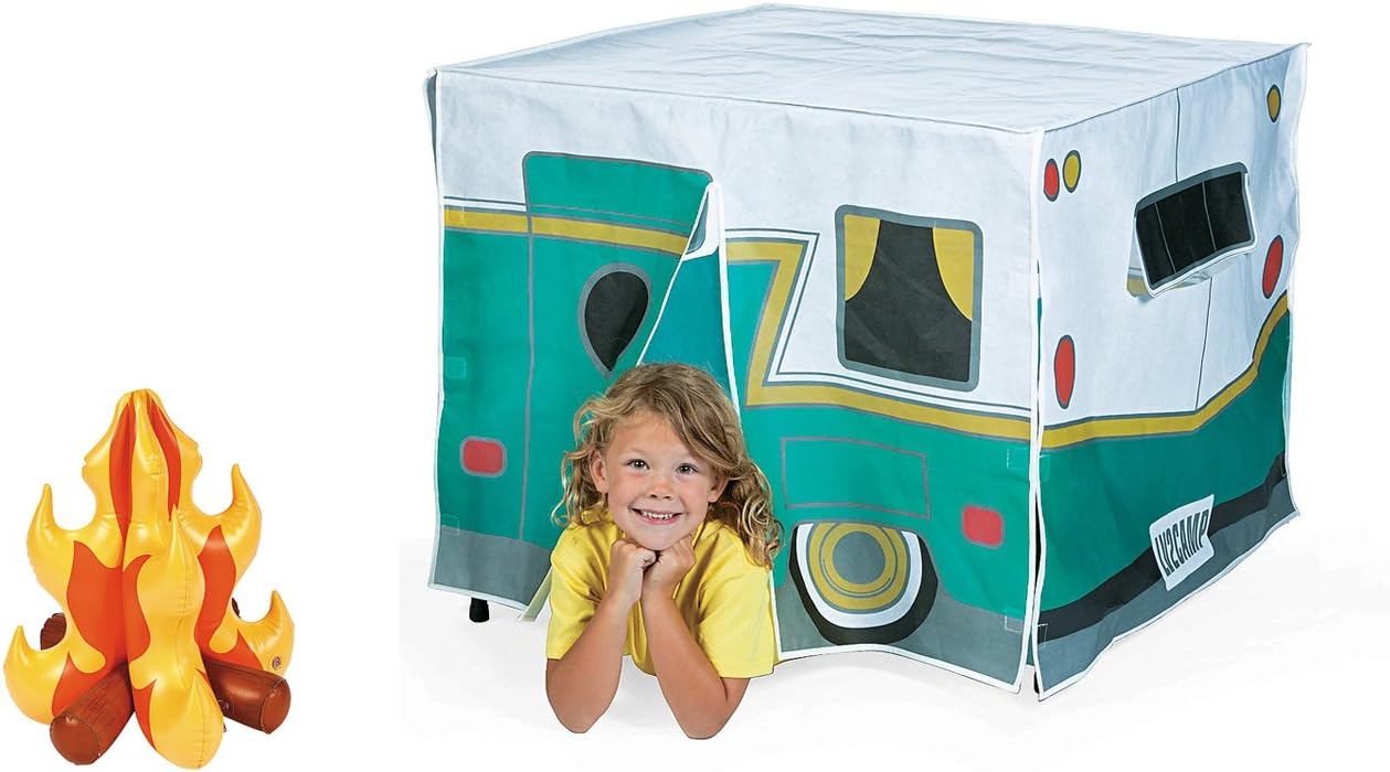 Bunco Game Shop Kids Play Camper Table Tent and Inflatable Camp Fire