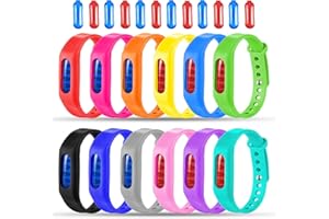 BUGGYBANDS Mosquito Repellent Bracelets 12 Pack, Individually Wrapped Mosquito Repellent Bands for Kids Adults, Waterproof Mosquito Repellent Wristbands Indoor Outdoor Protection UP to 720Hrs (12 Extra Refills)