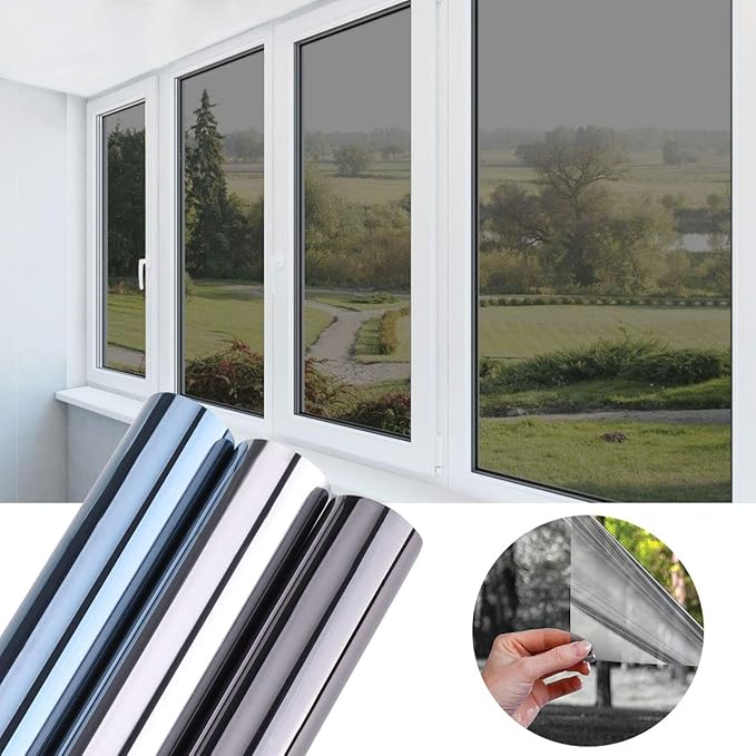Folie Sichtschutz Schwarz-Grau 75x300CM Fensterfolie selbstklebend Wärmeisolierung 99% UV-Schutz Tönungsfolie