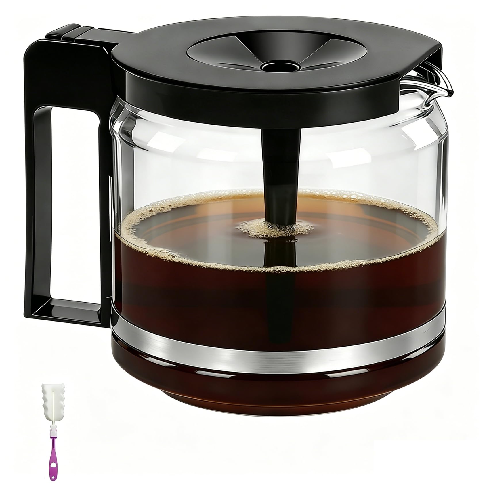 Photo 1 of ???? ??????? Carafe Compatible With Technivorm 89830 1.25L Glass Carafe, 10Cup/40oz Coffee Pot Compatible with Moccamaster KBG/KBGV/CDG Model Brewer, External Metal Ring Reinforcement.
