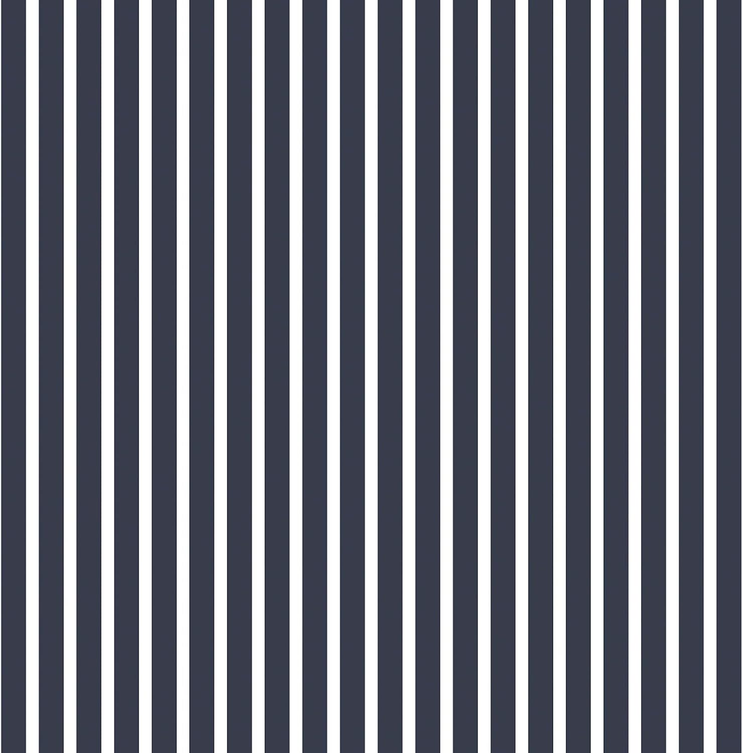 Galerie G67540 Smart Stripes 2, Narrow White Stripes Design Wallpaper, Navy/White, 10m x 53cm